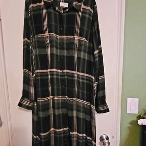 Universal Thread XL Long Plaid Flannel Dress , Black Gray, and Pink